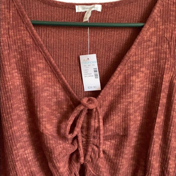 NEW Maurices Rustic Brown Drawstring Ribbed Tank - Picture 2 of 3